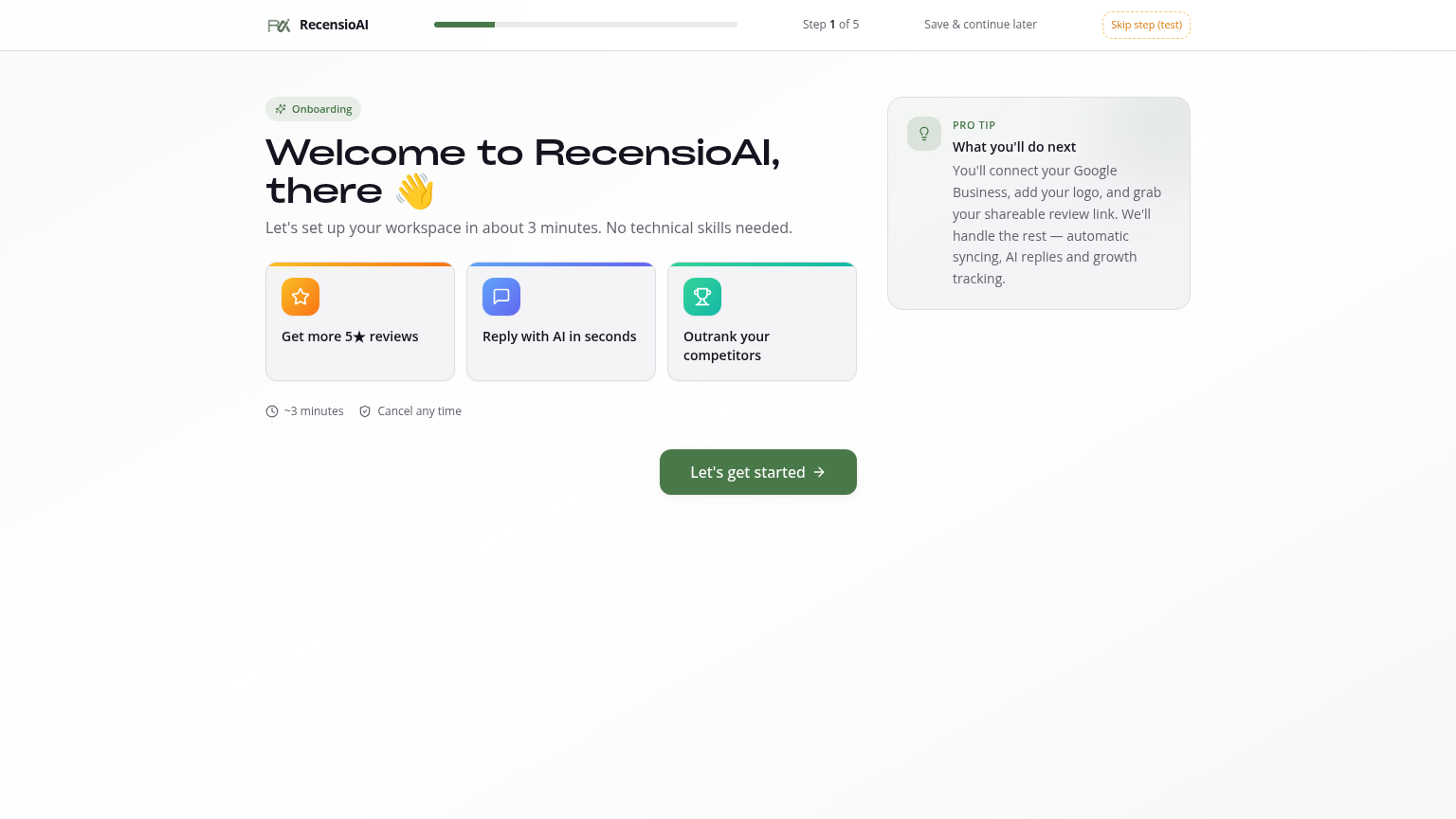 Onboarding — go live in 5 steps