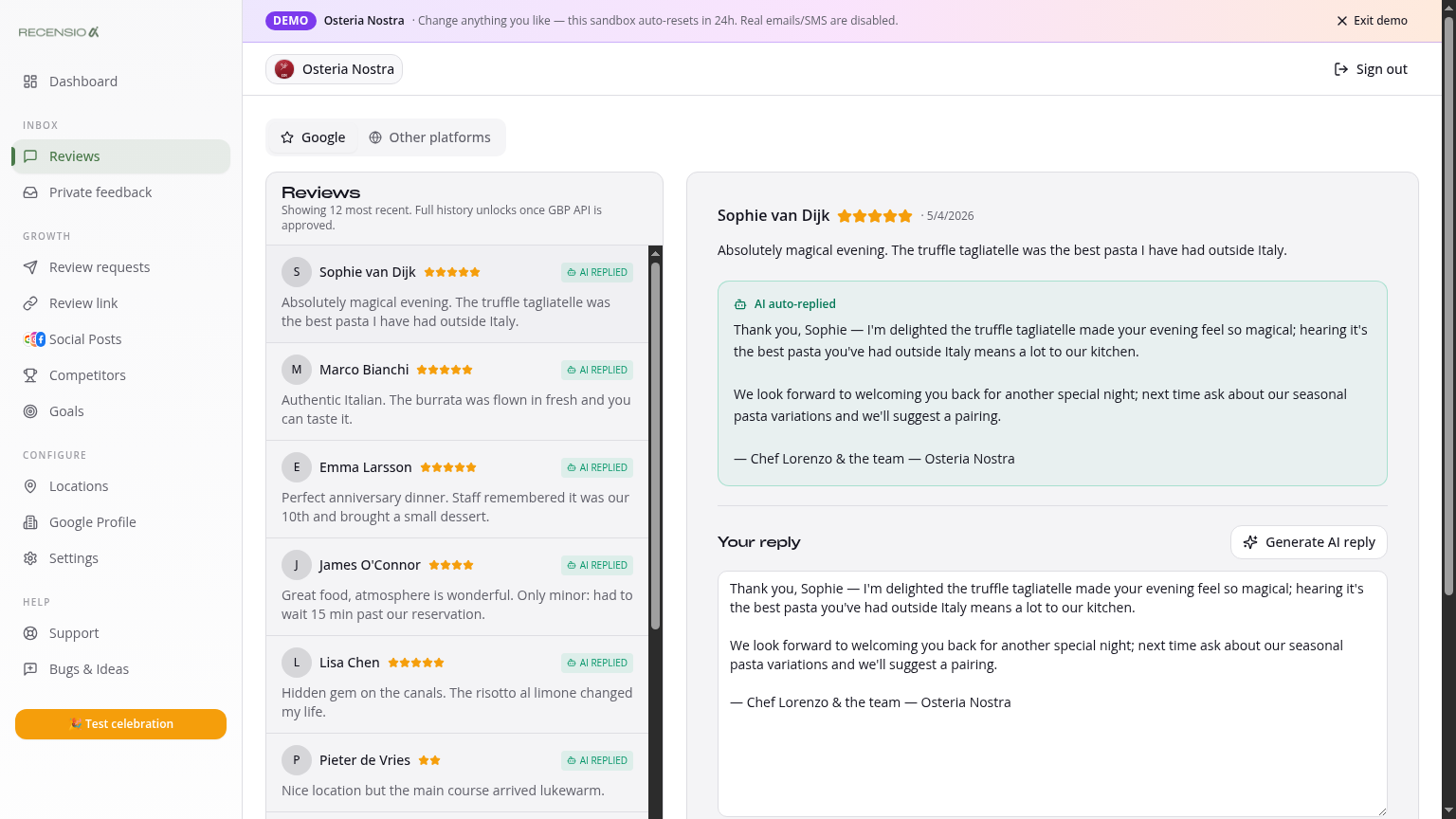 Reply to reviews with AI