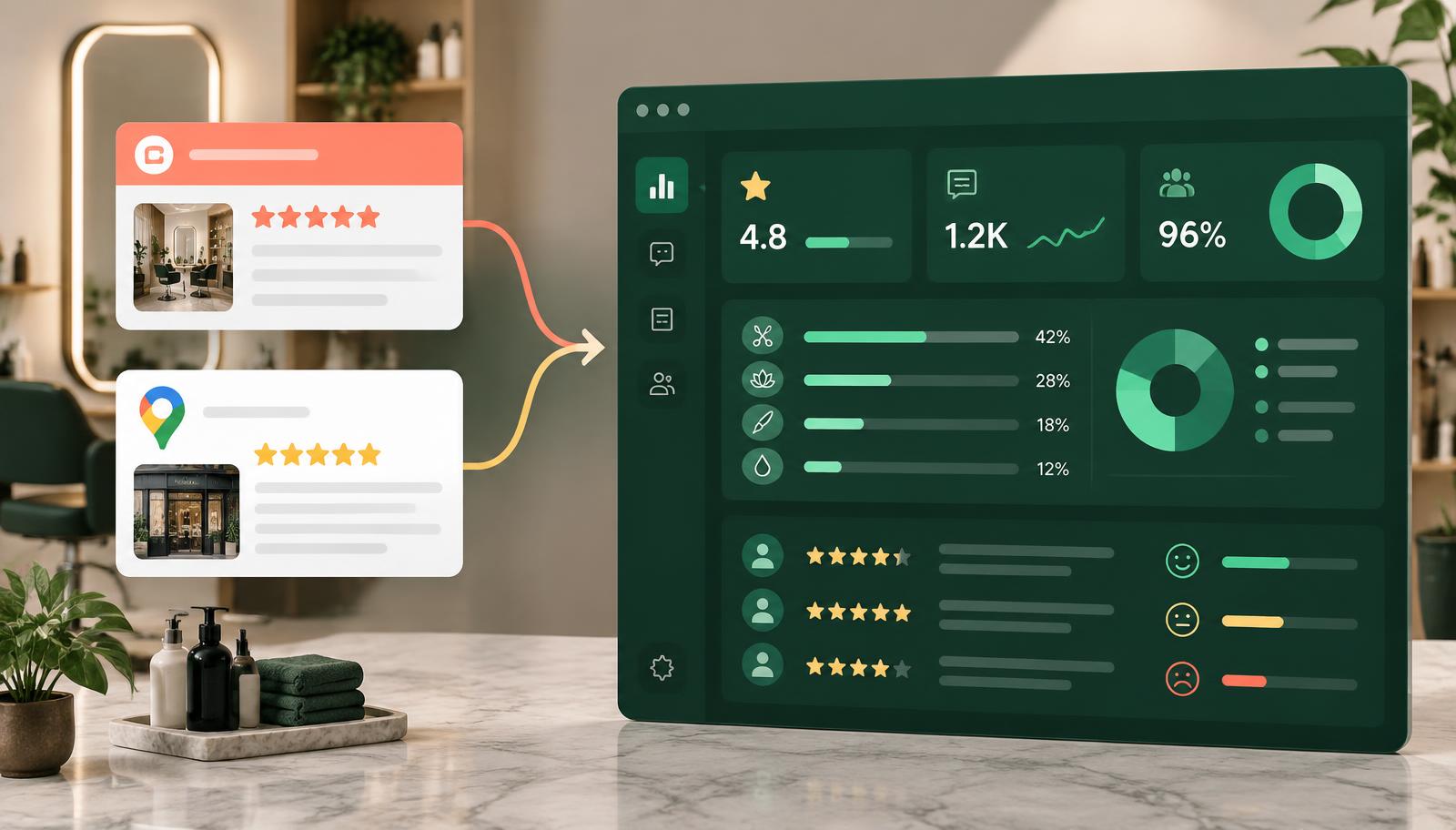 Treatwell and Google reviews flowing into one salon dashboard